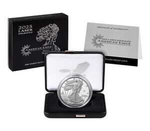 2025 Laser Engraved American Eagle One Ounce Silver Proof Coin - NEW